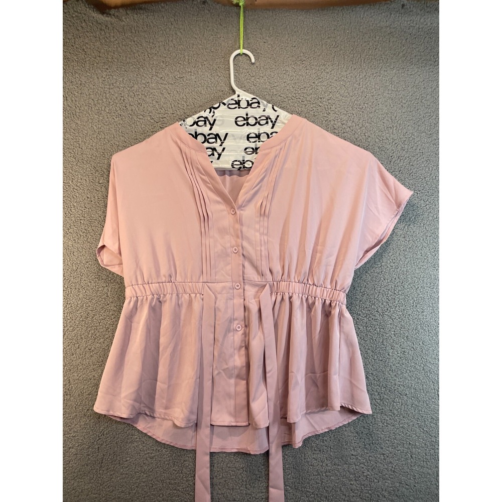 JULYCLO Womens Dress Shirt Button Down Ties at Waist, Size 2XL Pink